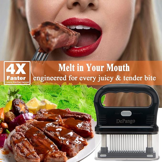 Meat Tenderizer, Meat Tenderizer Needle with Heavy-Duty Stainless Steel 48 Blades for Tenderizing Steak/Chicken Breast/Pork Chops/Beef Brisket, Detachable for Cleaning, Dishwasher Safe (Large)