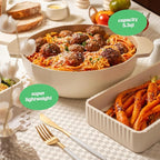 Cravings by Chrissy Teigen The Perfect Pan 5.3 Qt Dutch Oven Pot with Lid, Nonstick Lightweight Aluminum Everyday Pot with Steamer/Strainer Insert, Oven & Stovetop Safe (White)