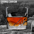 LIITON Grand Canyon Heavy Crystal Whiskey Glasses Gift Set of 2, Thick Freezable Bourbon Glass 1lb Each, Premium Whiskey Gifts for Men, Frozen Crystal Chills Cocktails, 10 oz