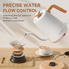 Nueve&Five Gooseneck Electric Kettle with Thermometer,Electric Tea Kettle 1L with Auto Shut-Off,1000W Hot Water Kettle of Stainless Steel for Coffee & Tea -White