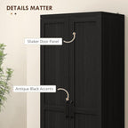 HOMCOM 63" 2-Door Kitchen Pantry, Freestanding Storage Cabinet with 5-Tier Shelving and 2 Adjustable Shelves for Dining Room, Black Wood Grain