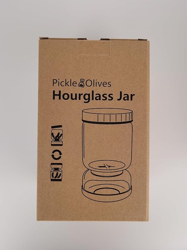 Pickle Jar with Strainer Flip for Pickle Juice Separator from Wet and Dry, Upgrade Food-grade ABS Lid and BPA Free Hourglass Pickle Jar for Airtight Food Storage, Haze Blue