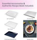 Retro Style Infrared Heating Air Fryer Toaster Oven, Extra Large Countertop Convection Oven 10-in-1 Combo, 6-Slice Toast, Enamel Baking Pan Easy Clean with Recipe Book, Classic Pink Color