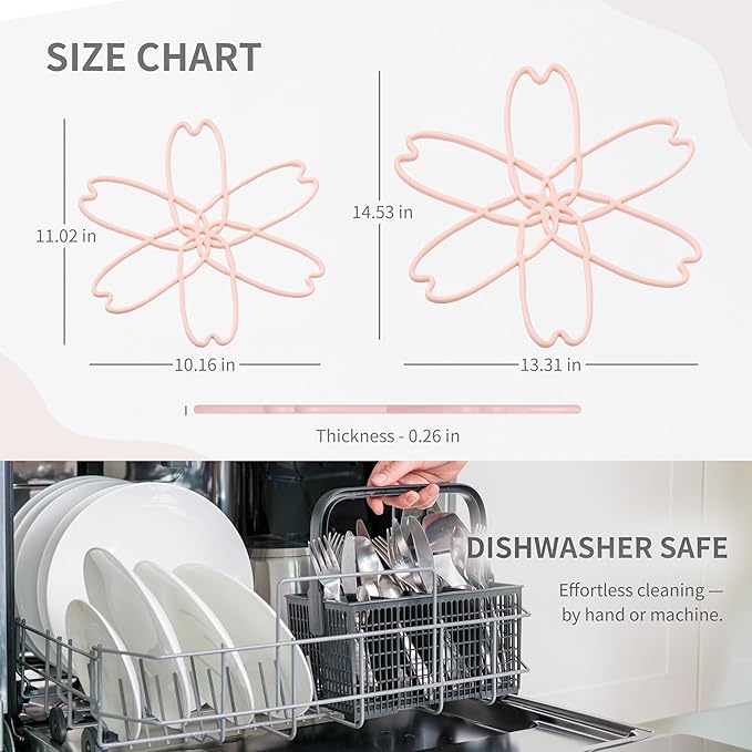 iPROTECT - Stack Expert | Multi-Purpose BPA-Free Silicone Pans & Pots Protector. Set of 3. Trivets for All Cookware Sizes, Protects Coating & Scratches, Dishwasher Safe (Sakura Pink, S&L)