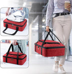 BAGSPRITE Insulated Casserole Carrier for Hot or Cold Food with Heat-resistant Mat, Fits 9" x 13" Baking Dish