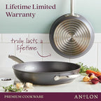 Anolon Accolade Forged Hard Anodized Nonstick Deep Frying Pan / Skillet with Helper Handle and Lid, 12 Inch - Moonstone Gray