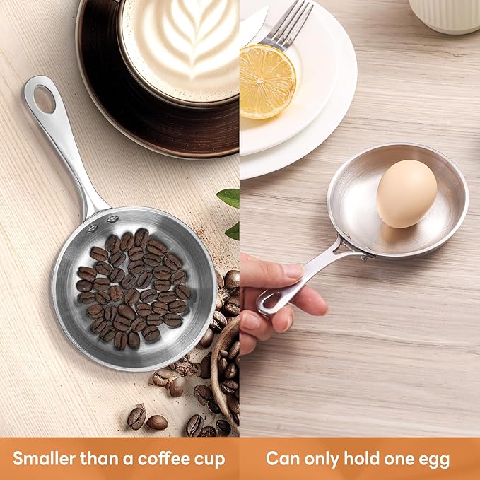 Macevia Mini 0.12QT Sauce Pan, 18/10 Stainless Steel Pans, Small Pot Butter Warmer With Handle, 3 Ply Stainless Frying Pans For Home Kitchen - 4 Inch