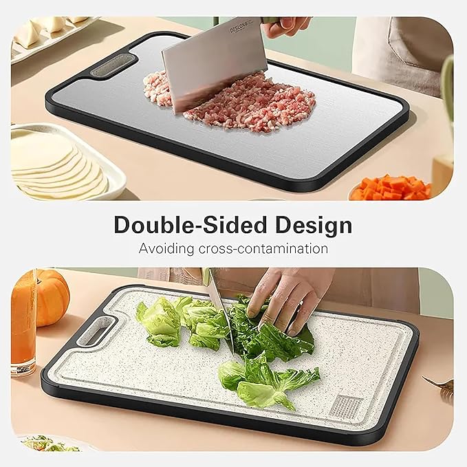 QUENTRO Titanium Cutting Board – Double Sided Chopping Board – Easy to Clean, Dishwasher Safe – Ideal for Kitchen, BBQ, Camping & Outdoor Use – 15.15”×10.43”