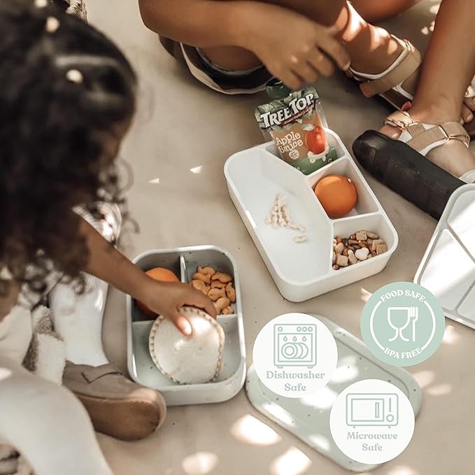 Leak Proof Bento Box Food-Grade Silicone Bento, BPA, Phthalate, Lead, & PVC Free - Bento Lunch Box for Daycare, Kids, & Adults - Leak Resistant Sets With Lids Snack Box Container (Grey 4)