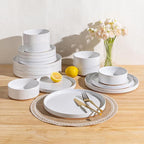 AmorArc Ceramic Dinnerware Set for 6 | Speckled Stoneware Plates and Bowls with Rustic Terracotta Underside| Scratch Resistant,Dishwasher & Microwave Safe Dishes Sets- 18pcs White