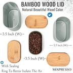 Mixpresso Gray Canisters Sets for the Kitchen – 3-Piece Airtight Plastic Sugar Container Set with Bamboo Lids in Three Different Sizes – Decorative Modern Storage Jars for Coffee, Tea & Countertops