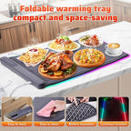 Warming Mat For Food Chafing Dishes for Buffet,Food Warming Mat,Portable Food Warmer,Counter Silicone Warming Mat With 6 Level Temperature 6 Hours Timers (XL 24"x16") Grey Fathers Day