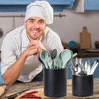 Utensil Holder,Extra Large Utensil Holder for Kitchen Counter, Silverware Organizer, Stainless Steel Storage Cooking Caddy Flatware Spoon Spatula Tool Cutlery Container(2 Set)