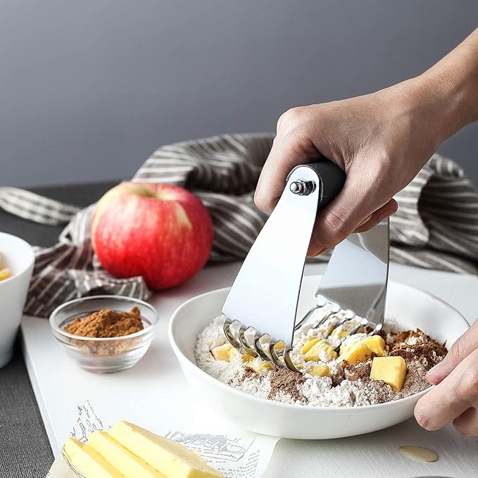 Spring Chef Medium Size Gray Dough Blender For Baking, Professional Dough Cutter Tool, Stainless Steel Pastry Cutter Tool with Durable & Thick Blades, Dishwasher Safe Pastry Blender for Easy Mixing
