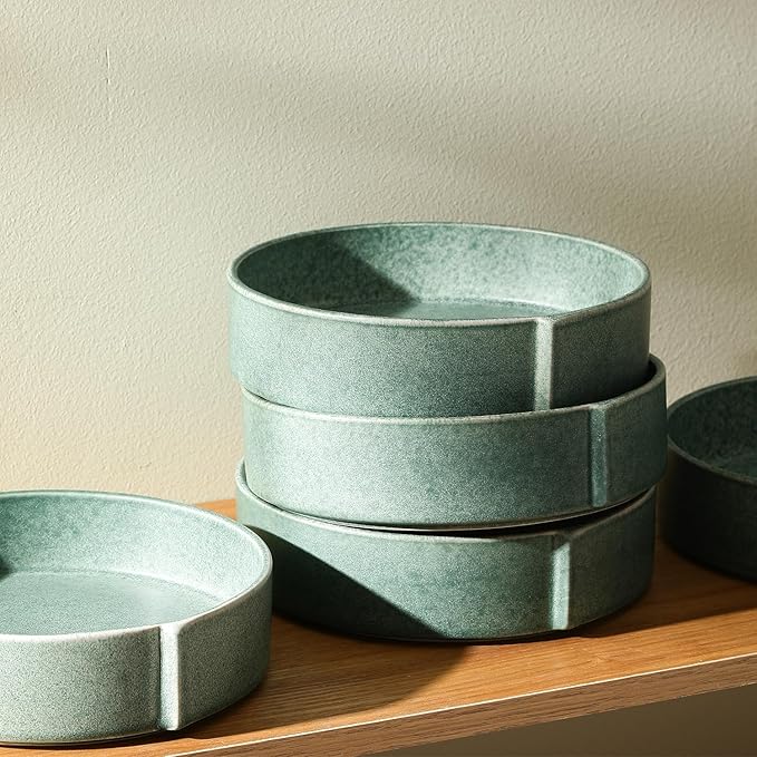 Stone Lain Bao 4-Piece Pasta Bowl Set Stoneware, Green