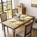 Romanstile Cloth Placemats Set of 6-12 x 18 Inch, Heat Resistant Double Layered Thickened Burlap Place Mats, Washable Faux Linen Farmhouse Table Mats for Kitchen/Dining/Party/Outdoor, Yellow
