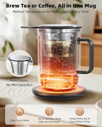 Nuwave Smart Heated Coffee Mug Rechargeable, 16oz Self Heating Temperature Control Mug with LED Display, Custom Brew Modes, Double-Wall Vacuum Insulation, 5-Hour Battery Life, Auto Shut-Off