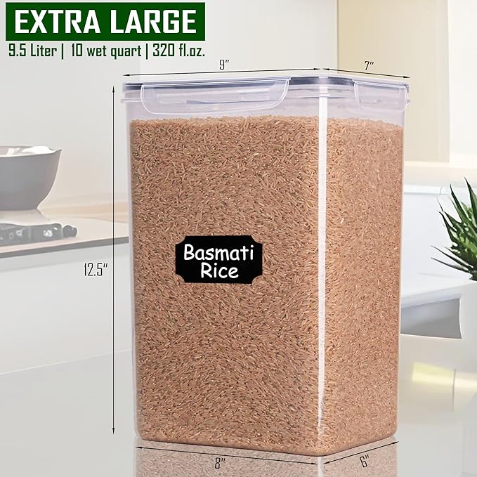 [2PC] 9.5L | 10 qt | 320 Oz Extra Large Airtight Food Storage Containers with Lids, Kitchen & Pantry Organizers and Storage Clear Plastic, Bulk Flour Sugar Canister Set -Wide Deep Leakproof & BPA Free