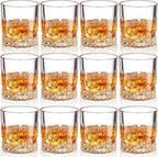 Yaomiao 12 Pcs Old Fashioned Whiskey Glasses Bulk 7 Oz Heavy Base Bourbon Glass Cocktail Rocks Glasses for Whiskey Bourbon Liquor and Cocktail Drinks Gift