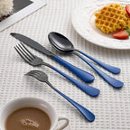 20 Piece Black Blue 18/0 Flatware Utensil Set for 4, Include Dinner Knife,Dinner Forks,Dinner Spoons,Salad Forks,Teaspoons,Silverware Set for 4, Dishwasher Safe