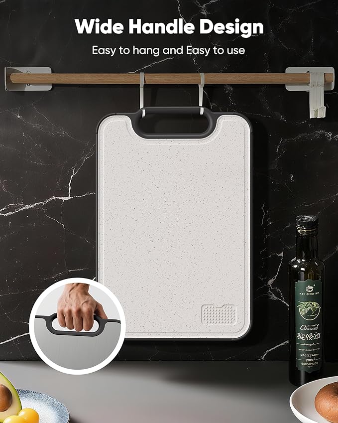 G.C&yite Titanium Cutting Board for kitchen, Lightweight No Toxic Double Sided Pure Titanium Chopping Board with Wheat Straw PP for Food Safety, Easy to Clean, Kitchen Gifts 15.5" x 10.5", 1-Pcs