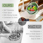 4-1 Strainer Bowl with Lid Set - Strainers and Colanders - Colanders for kitchen - Food Strainer with Graters & Spoons - Fruit Washing Bowl with Colander Pasta Rice Strainer for Veggie Wash Green