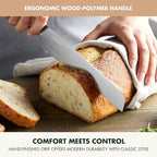 GreenPan Elite 13 Piece Wooden Knife Block Set, Professional Stainless Steel Blades with Titanium Coating, Ultra-Sharp Kitchen Cutlery, Chef, Santoku, Bread & Steak Knives, Ergonomic Wood Handles