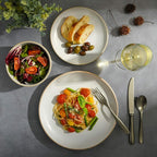 Gibson Home Rockaway 12-Piece Round Stoneware Dinnerware Set, Service for 4 – White Plates and Bowls, Modern Matte Finish, Microwave & Dishwasher Safe