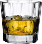 NUDE Whiskey Glasses Set of 4 – Hemingway 11.25 oz Lead-Free Crystal Old Fashioned Lowball Rocks Glasses for Whisky, Scotch, Bourbon & Tequila – Linear Pattern with Optical Effect, Dishwasher Safe