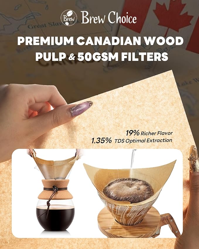 Pre-folded Unbleached Cone Coffee Filters, 100 Count Disposable Paper Filters Compatible with Hario V60 Size 02 Drippers, Bodum & 1-5 Cups Pour Over and Drip Coffee Makers