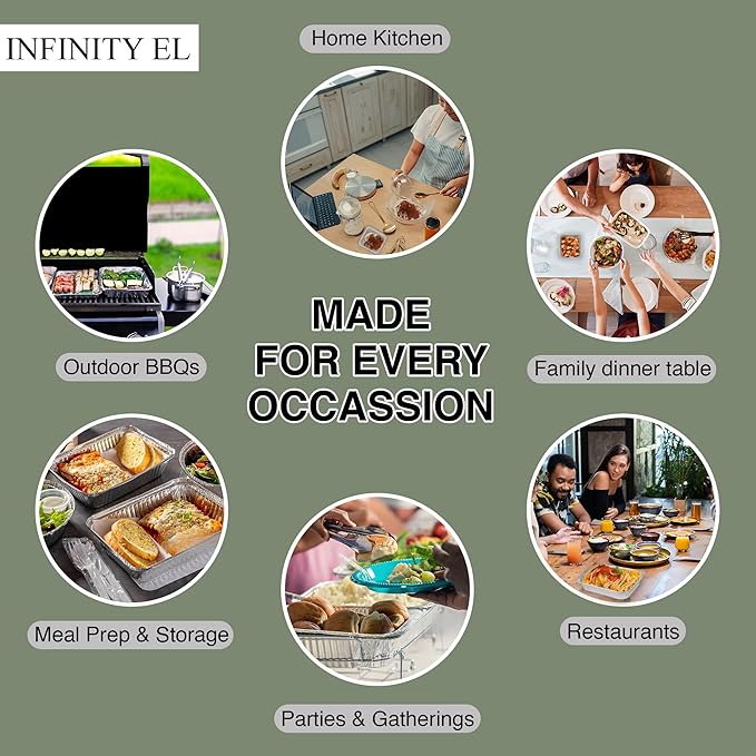 INFINITY EL Disposable Aluminum Foil Pans 20 Pack | Full Size 20.5" x 13" x 3" Deep Disposable Pan, Aluminum Baking Pan | Heavy Duty Foil Pan for Roasting Turkey, Lasagna, Thanksgiving, Christmas