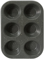 casaWare Toaster Oven 6 Cup Muffin Pan NonStick Ceramic Coated (Silver Granite)