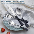 Black Silverware Set 20 Piece 18/0 Stainless Steel Flatware Black Handle Cutlery Set Service for 4 Black Forks Spoons and Knives Set unique silverware set Mirror Finish Dishwasher Safe