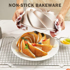 KITESSENSU Non-Stick Cake Pan, 9.5-Inch Aluminum Cake Mold, 10 Cup Fluted Heavy Duty Tube Pan, Durable Rust & Scratch-Resistant, Baking Mold for Jello, Gelatin, Chocoflan, Flan, Marissa, Gold