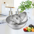 P&P CHEF Colander Set of 3, Stainless Steel Micro-Perforated Colanders Strainers for Draining Rinsing Washing, Ideal for Pasta Vegetables Fruits, Heavy Duty & Dishwasher Safe - 1/3/5 Quart