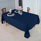 D'Moksha Homes Navy Blue Linen Tablecloth 60 x 120 Inch - 100% Pure Linen Hemstitch Tablecloth for Rectangle Tables - Classic Hemstitch, Machine Washable Table Cloth for Summer, Fall and Halloween