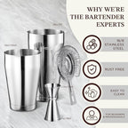 KITESSENSU Boston Cocktail Shaker Set, 8-Piece Professional Bartender Kit with Stainless Steel Martini Drink Mixer, Hawthorne Strainers, Double Jiggers, Dishwasher Safe Bar Tools for Home Bars & Gifts