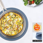 Extra Large Silicone Microwave Mat & Food Cover- Mat as Bowl Holder, Cover for Splatter Guard, Multi-Use Silicone Trivet Pot Holders, Drying Mat for Kitchen Counter, 12"Heat Resistant Mat, Blue 2Pack