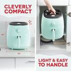 DASH Tasti-Crisp™ Electric Air Fryer Oven, 6 Qt. Family Size, Aqua – Compact Air Fryer with Large Basket for Healthier Food in Minutes, Ideal for Small Spaces - Auto Shut Off, Analog, 1700-Watt