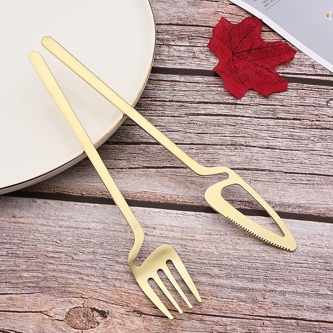 JASHII Flatware Set 32-piece Silverware Set Matte Finished Cutlery Set Service for 8 Include Knife/Fork/Spoon/Coffee spoon Dishwasher Safe (Champagne Gold)