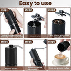 Portable Hand Coffee Bean Grinder with 60 Adjustable Settings, Stainless Steel Conical Burr Manual Coffee Grinder, Labor-Saving Crank Handle Perfect for Home, Office,Travel, Camping Espresso