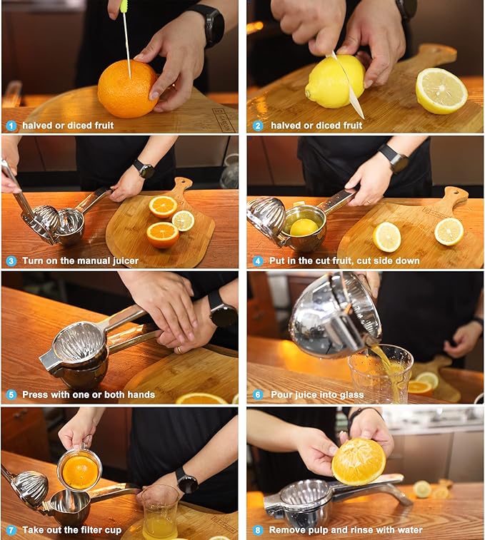 Large lemon squeezer, Manual Juicers stainless steel citrus juicer All Size Fruits Can Squeeze Juice, Large Yield, Suitable For Lemons, Oranges, Pomegranates, Grapes