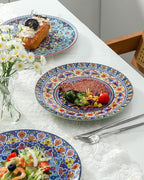 glowworm Dinner Plates Set of 4, 10.5 Inch Ceramic Plates for Steak, Dishes Set for Kitchen, Housewarming Gift，Microwave, Oven & Dishwasher Safe, Bohemian