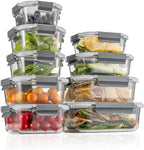 GC glass Food Storage Containers with Lids, Meal Prep Containers, Airtight Lunch Containers Bento Boxes with Snap Locking Lids for Microwave, Oven, Freezer and Dishwasher