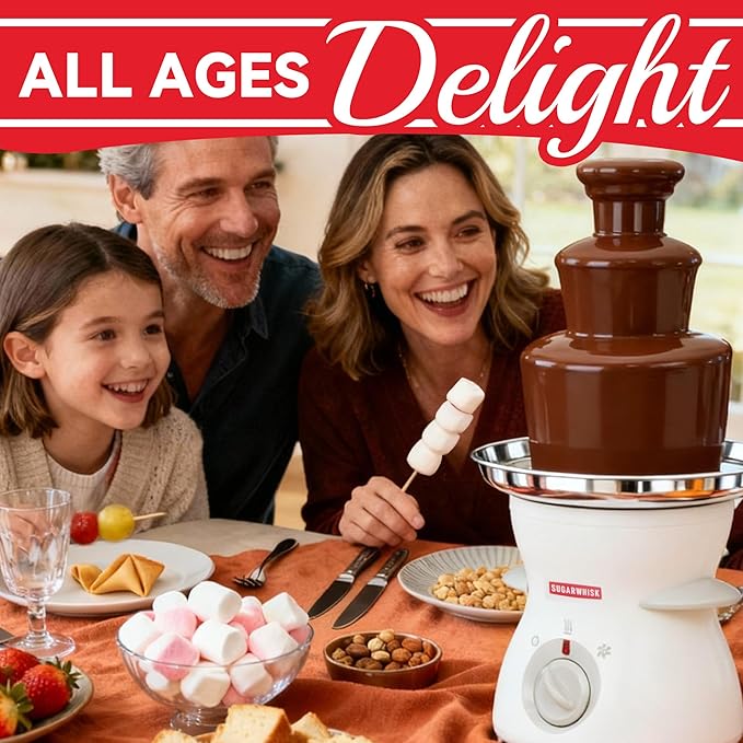 3 Tier Mini Chocolate Fountain Machine, Easy to Use & Clean, Great for Parties, Events & Weddings, 22 Oz Capacity, White