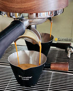 Stainless Steel Espresso Cup - Espresso Shot Cup with Wooden Handle -Measuring Cup with Double Spouts - 4.1OZ/120ML, Black