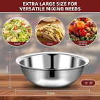 6 Pcs Stainless Steel Mixing Bowls Metal Mixing Bowls Extra Large Basin Salad Bowl with Deeper Edge, Dishwasher Safe, Mirror Finish for Home and Commercial, Silver (18 Inch 16 Qt)