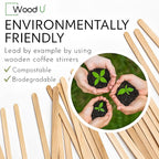 7" Wooden Coffee Stir Sticks - Sustainable Round-End Coffee Stirrers - 1000 Pcs Cocktail Stirrer