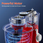 Stand Mixer, 5.5 Quart, 10 Speed Tilt-Head Food Mixer, Kitchen Electric Mixer with SS Bowl, Copper Motor, Beater, Dough Hook, SS Egg Whisk (450W Red)