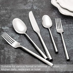 Hand Forged Stainless Steel Flatware Set Silverware Set Cutlery Set Hexagon Handle 5 Pieces Service for 1